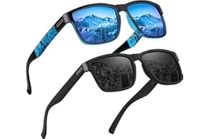 Perkanion Sunglasses Mens Polarised Sports Sun Glasses Square Shades for Men Womens UV400 Protection Driving Fishing Travel Sunglasses