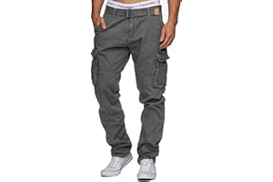 Indicode Uomini William Cargo Pants | Pantaloni Cargo in Cotone con 7 Tasche Incluso Cintura