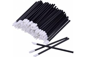 EYEMIX Microfaser Fusselfrei Reinigungsstäbchen Lippenpinsel Microblading Wimpern (Schwarz 50 Stück)