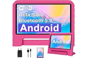 BIEGEDY Tablet para Niños 7 Pulgadas,Android Niños Tablet, 10GB RAM + 64GB ROM/TF 512GB, Octa-Core 1.8GHz | Kids Educativos | Control Parental | 5G WiFi 6 | Cámara Dual | BT5.0,con Funda EVA Rojo