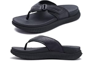 KuaiLu Herren Flip Flops Männer Recovery Walking Sandalen Einstellbar Orthotic Dickes Athletisch Kissen Sport Slides für Mann, Wasserdicht & Leichte, Weich Komfort Fit & Arch Support