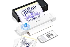 Phomemo TP81 Impresora Termica Tattoo-Termocopiadora Tattoo con 10 Hojas de Papel Térmico para Tatuajes Copiadora Tattoo Transfer, Impresora Tattoo Compatible con Tablet PC, Smartphone, Blanco