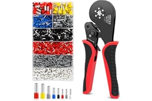 QOUBNIC Crimpadora Terminales Electricos, Crimpadora Profesional 0.08-16mm² Set Alicates Terminales Electricos, 1800 Piezas Terminales Eléctricos Crimpadora para Electricistas
