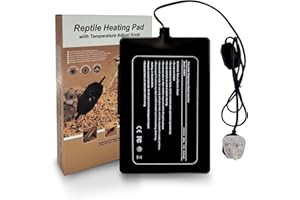 FIPASEN Reptile Heating Mat with Temperature Adjustment, 6x8 Inch Terrarium Heat Mat for Tortoise/Snakes/Lizard/Gecko/Hermit Crab/Frog/Spider/Insect Breeding/Plant Box - Upgraded Reptile Heating Pad