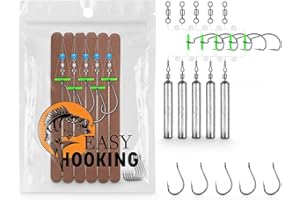 ‎EASYHOOKING Drop Shot Rig Set 11-TLG - 5 vorgefertigt Dropshot Rigs + 5 Ersatzhaken + 1 praktisches Hakenboard