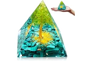‎TYUODNA Tyuodna Orgonite Pyramid, Gemstones Healing Stones, Orgone Pyramid, Reiki Chakra Stones, Crystal Stones for Chakra Healing, Meditation, Yoga, Esoteric Gifts (Green Tree of Life)