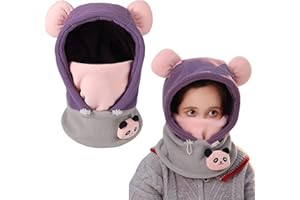 AYPOW Cagoule d'hiver Thermique Enfants, Cagoule Enfant Polaire Tour de Cou Chapeau Hiver Chaud Cache Cou Cache Oreilles Bonnet Ski Balaclava Animal, Enfant Cagoule Hiver Bonnet Garçon Chaud Polaire
