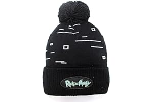 Fashion UK Berretto Rick And Morty Ufficiale. Cappello Cappellino PON PON. Modello Nero con Dettagli Bianchi. 100% Acrilico. Taglia Unica Adulto Ragazzo.