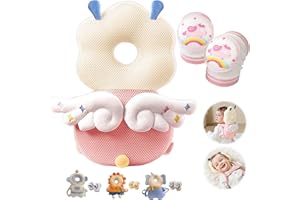 AIRCADIA Baby Kopfschutz, Verstellbare Schutzkissen Baby mit BB, 3D Atmungsaktives Mesh-Gewebe Safety Guard Kissen für Kinder 4 24 Monate mit Knieschoner Baby Krabbeln (Geist)
