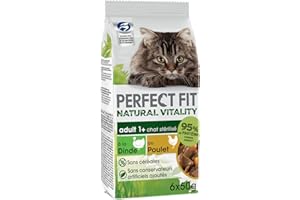 PERFECT FIT Natural Vitality - 72 Sachets Fraîcheur de 50g (Lot de 12 Packs de 6 Sachets) - Pour Chat Adulte Stérilisé au Poulet & à la Dinde - Nourriture Humide élaborée avec des Ingrédients Naturels