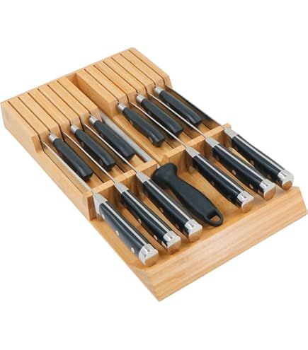 Utoplike Bloc à Couteaux En Bamboe Dans Le Tiroir, Rangement Pour Set De Couteaux