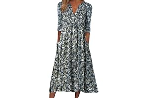 NNGOTD Robe Légère Femme Été Fluide Col V Tunique Chic Et Élégante Fête Cocktail Mini Shirt Sans Manches Imprimé Floral Bohème Grande Taille Pas Cher Jupe De Plage En Jeans