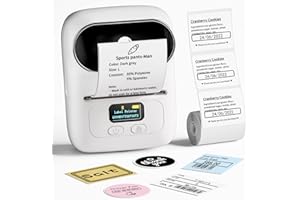 Memoking M110 drukarka etykiet samoprzylepna, mini drukarka etykiet Bluetooth, urządzenie do drukowania notatek, kompatybilna z systemem Android i iOS, do kodów kreskowych, QR, handel detaliczny