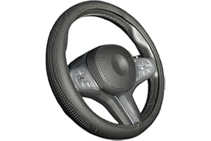 ROYWOO - Funda para Volante de Coche de Microfibra (37-38 cm), Transpirable, Antideslizante, Inodoro, Color Negro