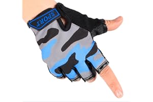 JIAHG Jungen Halbfinger Handschuhe Fahrradhandschuhe Mädchen Fingerlos Fäustlinge Anti-Rutsch, Atmungsaktiv Sommer Gloves Sporthandschuhe Traininghandschuhe für Fahren Fitness Outdoor Motorrad