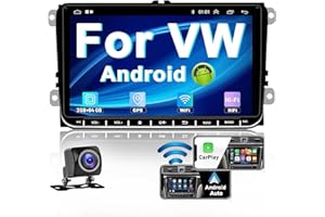 2+64GB Hikity 9" Android 13 Radio Coche para VW Golf 5 T5 Polo Passat con CarPlay Inalámbrico 2 DIN GPS Autoradio Bluetooth con Pantalla Táctil WiFi RDS FM SWC Hi-Fi Canbus AHD Cámara Trasera