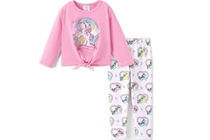 PATPAT My Little Pony Set di Abbigliamento per Bambine Maglia Rosa a Maniche Lunghe + Pantaloni Fantasia, Abbigliamento per Bambini Autunno Inverno MLP Maglione Dolce Abito a Due Pezzi 2-6 Anni 83-116