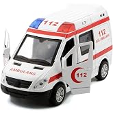 Apera Ap-27 Mercedes Sprinter Minib&uuml;s Diecast Metal &Ccedil;ek Bırak Işıklı Siren Sesli 14 Cm (Ambulans)