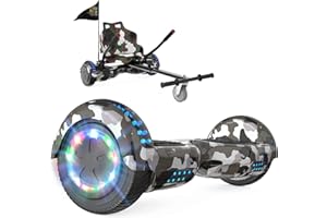 FUNDOT Hoverboards with seat,Hoverboards with hoverkart,Go kart 6.5 inch,Hoverboards with beautiful LED lights,Hoverboards with Bluetooth speaker,Gift for Children