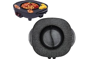 Mat party hot pot och bordsgrill elektrisk hotpot kastrull elektrisk grill 2 i 1 elektrisk inomhus koreansk BBQ grill grill grill fondue raclette för 5–6 personer 220 V 2000 W