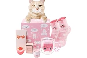 Luka Tech Double Wall Glass Cute Cat Tea Cup Coffe mug, Unique Birthday Gifts ideas Funny Christmas gifts for Women,Wife,Mum,Her,Girl,Teacher,Friends,Mothersday,Valentines