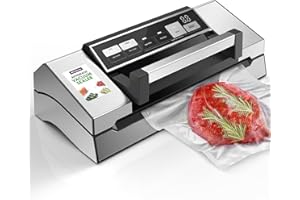 MESLIESE Macchina sigillatrice sottovuoto, superpotente sigillatore alimentare di progettazione da 95kPa 140W a impugnatura manuale, lamina a doppia chiusura con indicatore incorporato Cutter & Countdown
