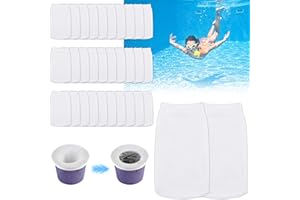 Foydream 30 Pièces Chaussettes Skimmer Piscine, Nylon Élastiqu Filtre Skimmer Piscine Panier, Reutilisable Prefiltre Skimmer pour Protection Contre Débris, Feuilles et Cheveux, Blanc