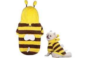 INTEDESIGN Warm Pet costumes Pullover Hoodie Sweatshirt, Cute Soft Fleece Dog Clothes with D-Ring,Comfortable Breathable Pet Costume Cosplay Sweater Winter Coat (Yellow Bee, M)