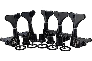 Guyker Guitar Bass Tuners (3R + 2L) - 1:17 Ratio Headstock Sealed Tuning Key Pegs Machine Head Replacement for Electric Jazz Bass or Precision Instruments - Black