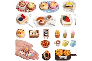 ELEKTHEIM 56 piezas de comida y bebida en miniatura, decoración en miniatura, resina, accesorios para casa de muñecas, juego de alimentos, mini cocina, accesorios para muñecas pequeñas, accesorios para