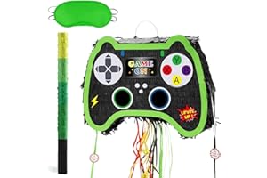 WERNNSAI Videospiel Pinata – Gaming Geburtstag Pinata Junge Kinder Faltbare Gamecontroller Piñata mit Stock Augenmaske Kordelzug Geburtstagsparty Piñata Dekorationen Lustiges Partyspiele
