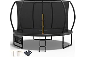 Devoko Trampolino da Esterno Ø 228/305/366/427 cm, Certificazione GS, per Bambini, con Rete di Sicurezza, Scala, Design a Zucca, Portata Massima 150 kg