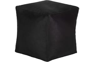 Loft 25 Bean Bag Faux Suede Cube Footstool | Indoor Living Room BeanBag Footrest Seat | Water Resistant | Durable & Comfortable | Ergonomically Designed Pouffe (Black)
