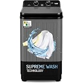 VW 8.5 kg semiautomatic Top Load Washer Only with Powerful Wash, V8 Supreme Wash, Black/Grey