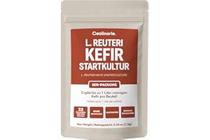 ‎COOLINARIO Coolinario Kefirkulturen L Reuteri (5er-Pack, 1g Beutel) Lebende Kulturen für Hausgemachten Kefir | Lactobacillus Reuteri | Cremig & Mild | Ohne Gentechnik, Glutenfrei, Halal, Koscher