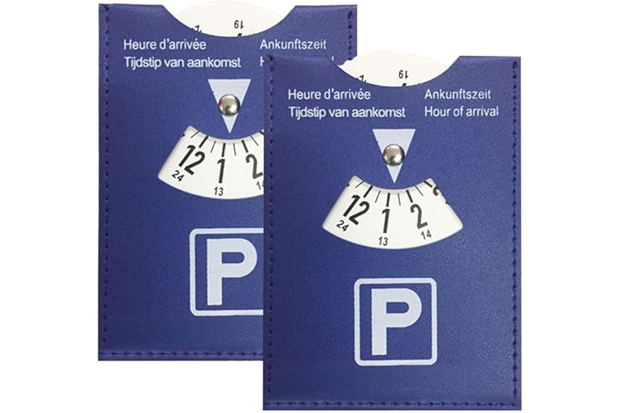 HAPPOW Pack of 2 Parking Discs, PU Leather Parking Disc, 11 x 15 cm Parking Meter, Reversible Parking Permit, High Resolution Display, Durable, Universal for Cars and Motorcycles (Blue)