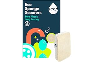 Seep Eco Sponges Washing Up - 4 Pack Multipack Compostable Kitchen Sponge - Cleaning Sponges Made Using Loofah - Sponge Scourer