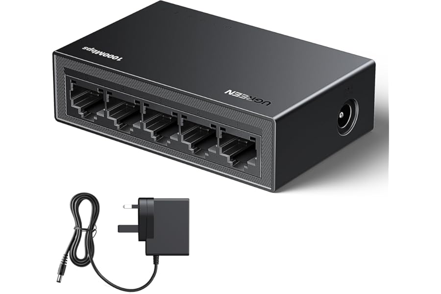 UGREEN Network Switch,5 Port Ethernet Splitter,High-speed Gigabit Ethernet Switch Hub,Desktop & Wall-Mounting Internet Splitter,Plug & Play LAN Switch for TV/Laptop/Switch/Router/Monitor