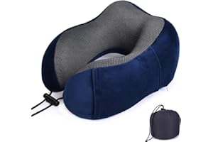 SVVSHE Nackenkissen Flugzeug Reisekissen Memory Foam Stützkissen, Kissen Reise | Nackenhörnchen Erwachsene | Travel Pillow samtweich & atmungsaktiv- waschbar - Einstellbar (Dunkelblau)