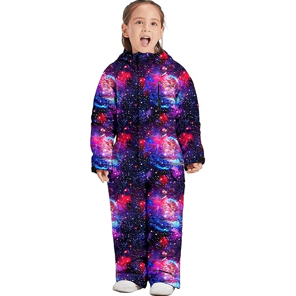 Erg warme en waterdichte ski-jas voor kinderen 100 blauw met roze print