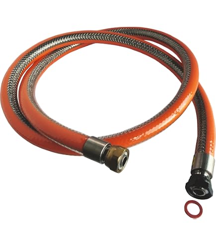 Tubo Flessibile Per Gas Butano/Propano Somatherm 1 Metro - Raccordi Dado Girevole 20/150 E 15/21, Durata 10 Anni