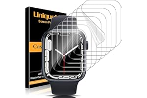 UniqueMe 8 Pack for Apple Watch 44mm Screen Protector iWatch Series 6 5 4 SE, Ultra Thin Clear Soft TPU Film [Fingerprint Support] [Bubble Free] [Case Friendly] [Easy-Installation]