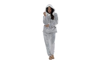 Daisy Dreamer Women's Shimmer Fleece Pyjamas, Fluffy Soft Hooded Twosie Pyjama Set, Size 8-22, LN769