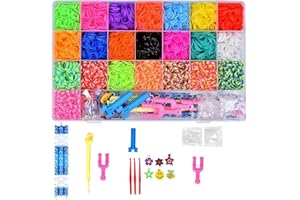 AUTHFORT Yiran Creative Loom Twist Bands Kit & Friendship Bracelet Making Kit with 4200 Bands + 96 Clips + 4 Hooks + 10 Charms in Storage Case for Party,X-mas Birthday Gift for Kids