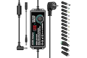 BINAMAO 3~24V 5A 120 W, regulowany zasilacz, AC na DC 3V-24 V, uniwersalny zasilacz sieciowy, z zasilaniem LED i 14 złączami, odpowiedni do domowych urządzeń elektronicznych 3V-24V, maks. 5 A