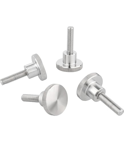 Produktbild von 4er Pack M6 X 25 Mm Gerändelte Klemmdaumenschrauben – 19 Mm Rundkopf, Schwarz, Edelstahl (Western Supply)