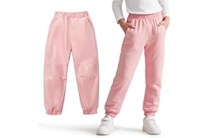 Keyck Kids Waterproof Trousers for Boys Girls Windproof Trekking Hiking Joggers Pants Breathable Mesh Lined with Pockets Elastic Waist Outdoor Casual for Children 7-14 Years