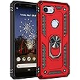 HiCASE Pro Case for Google Pixel 3A, Hybrid Armor Dual Layer Heavy Duty Rugged Shockproof Protective Case Back Cover, Hard Shell + Soft TPU + Ring Stand Fits Magnetic Car Mount Red