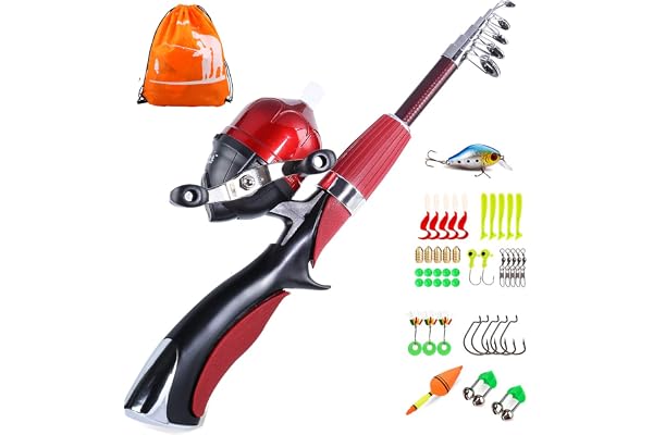Sougayilang Enfants Canne à pêche avec Moulinet Spincast Canne à pêche télescopique Kits complets pour garçons, Filles et Adultes