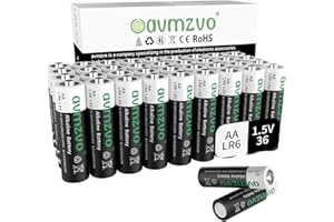 avmzvo Piles AA, Lot de 36, Longue durée, Piles alcalines LR6 1,5 V, puissantes, Peuvent être utilisées pour Les Jouets, Les réveils et Autres appareils électroniques